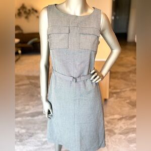 Banana Republic Gray Sheath Midi Dress Crew Neck Sleeveless